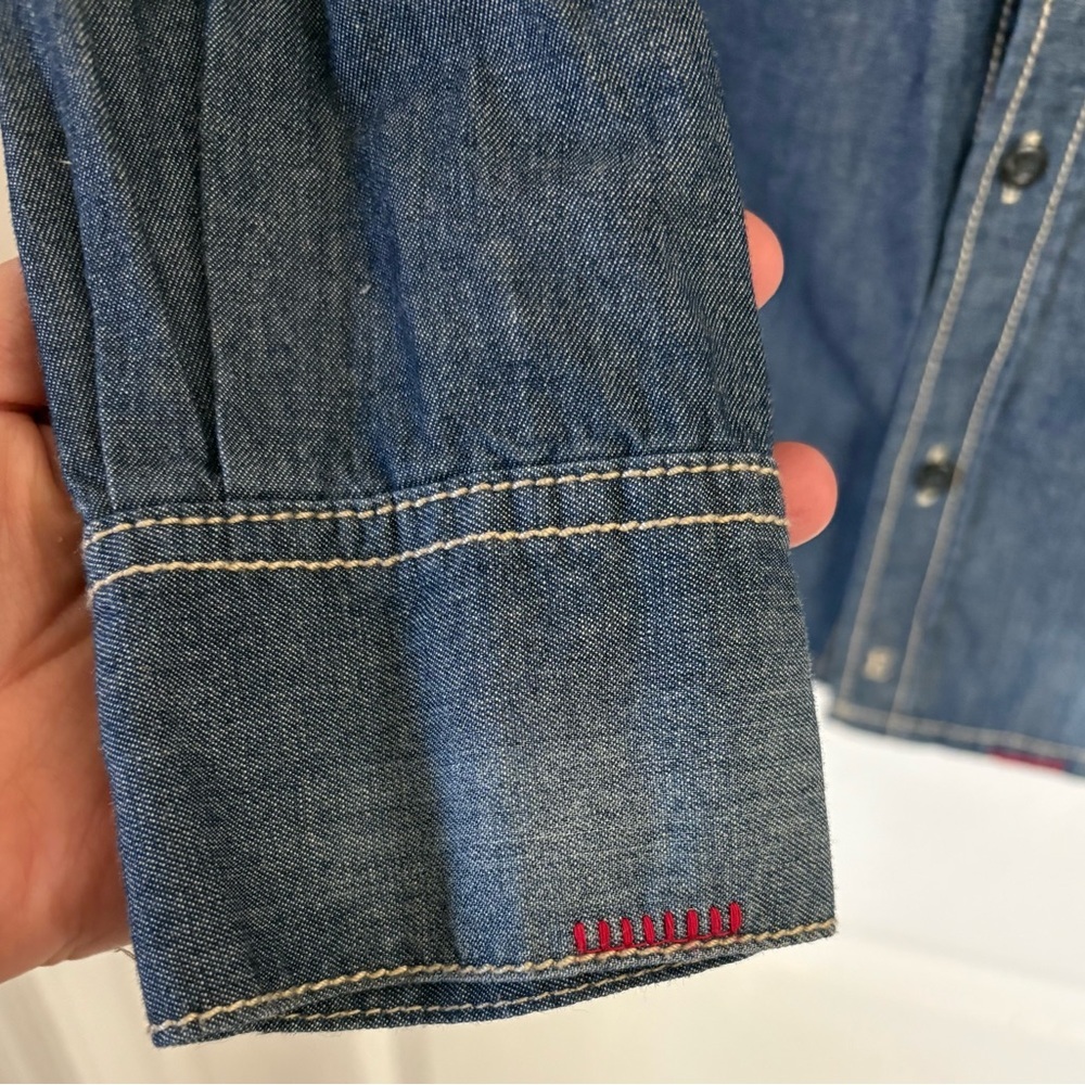 Esprit Girls Embroidered Denim Button Front Shirt | Western Boho Top | Youth Den - Picture 6 of 7